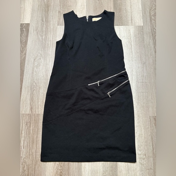 MICHAEL Michael Kors Black Mini Dress with Silver Zipper Accents - Picture 1 of 7